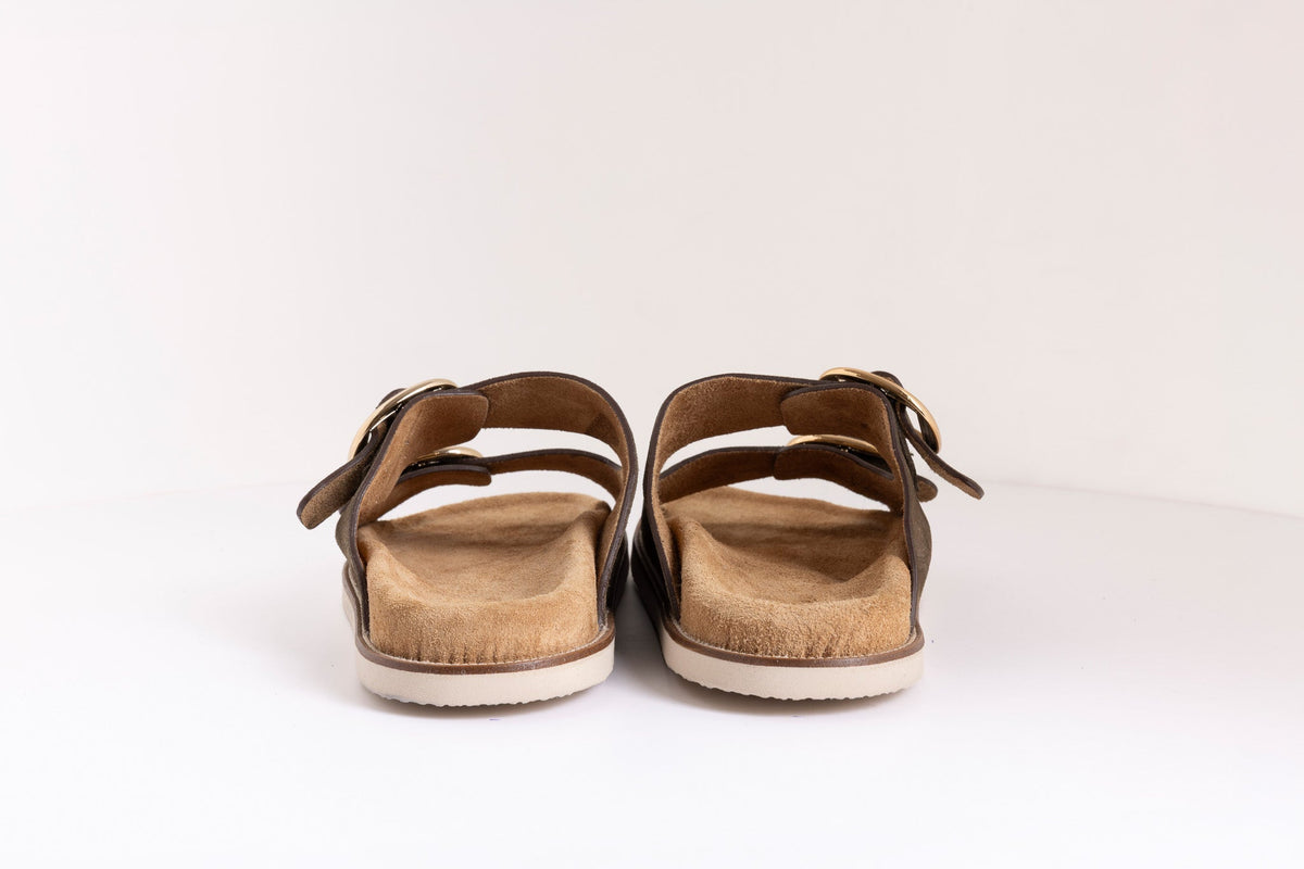 DOUBLE BUCKLE CASUAL SLIDES