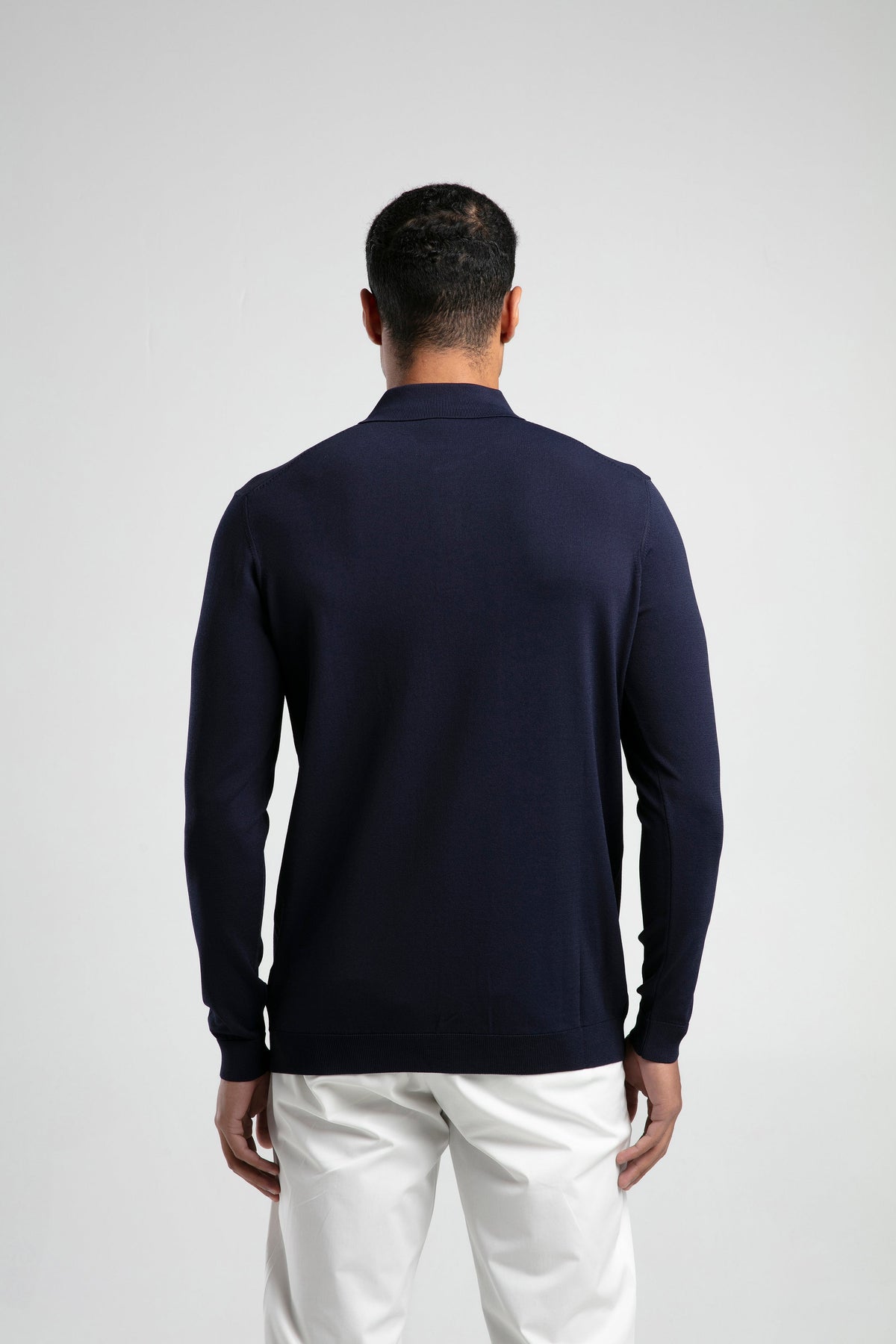 Long Sleeve Buttoned Knitted Polo