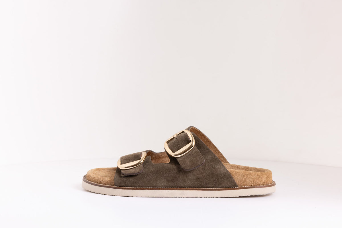 DOUBLE BUCKLE CASUAL SLIDES