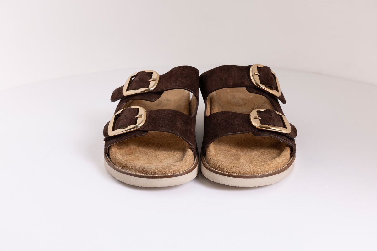 DOUBLE BUCKLE COMFORT SLIDES