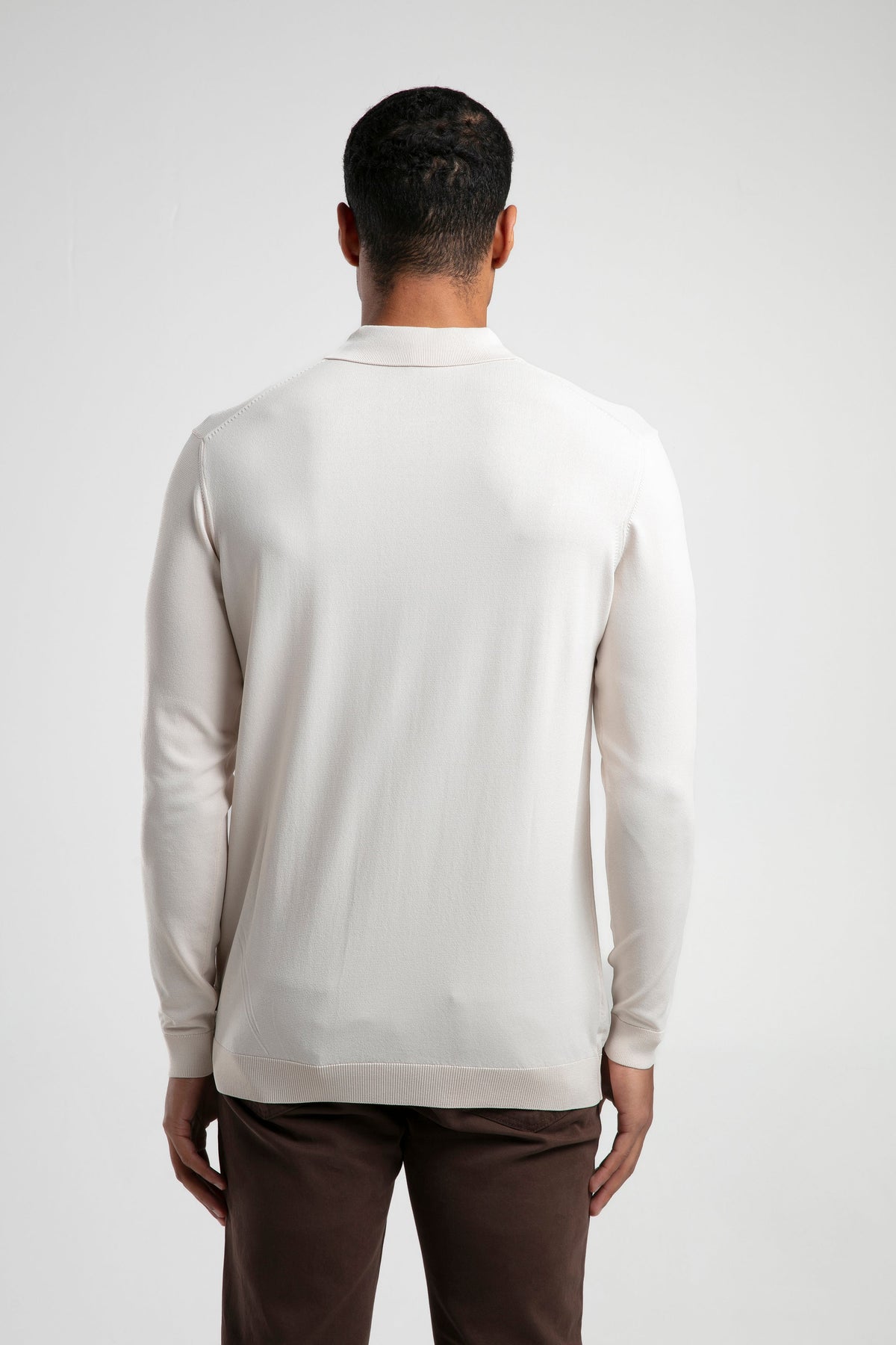 Long Sleeve Buttoned Knitted Polo