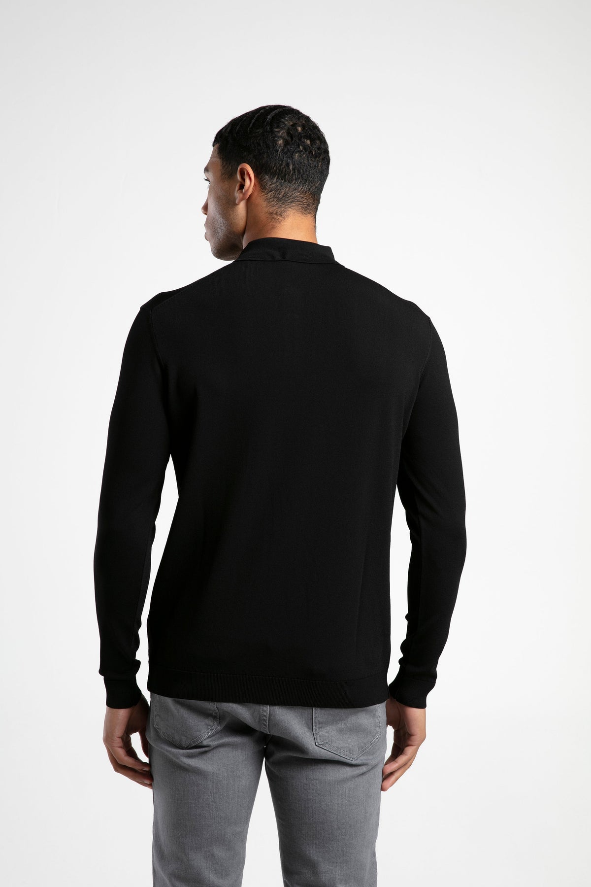 Long Sleeve Buttoned Knitted Polo