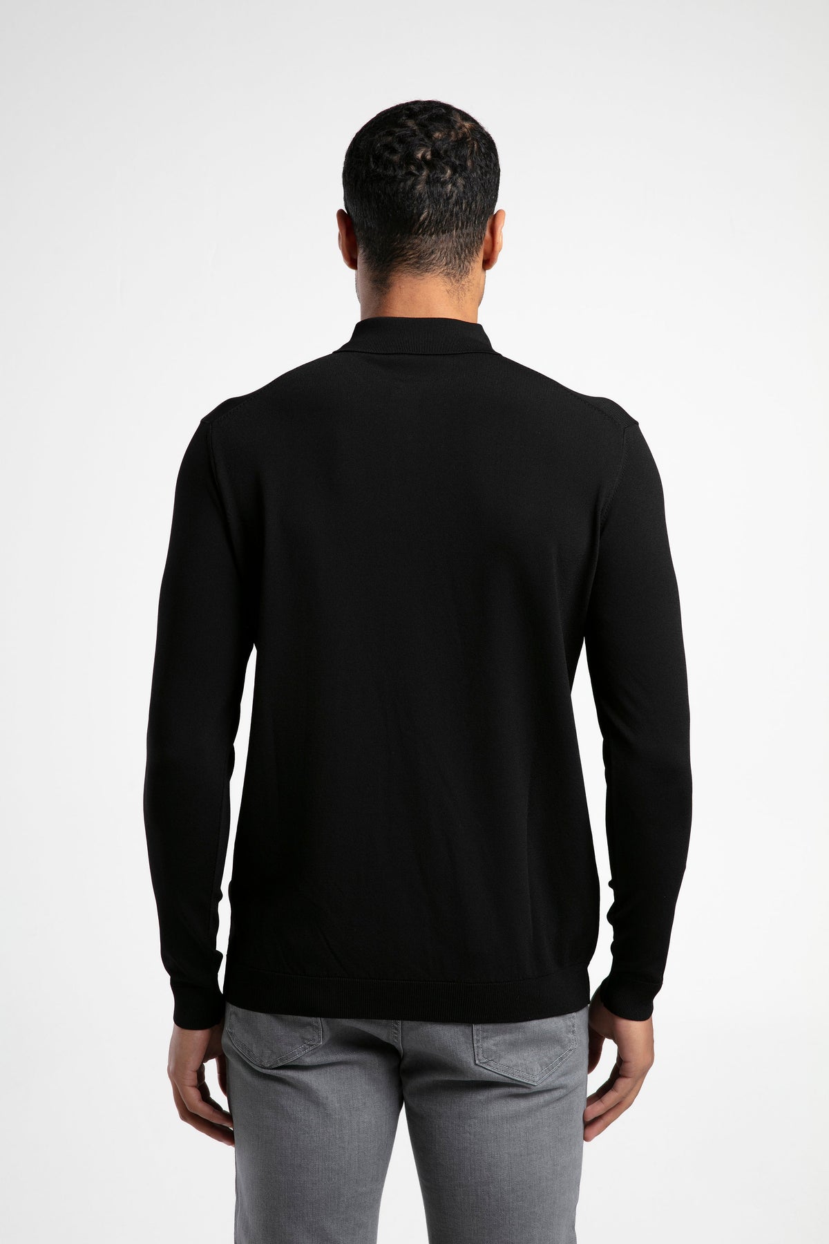 Long Sleeve Buttoned Knitted Polo