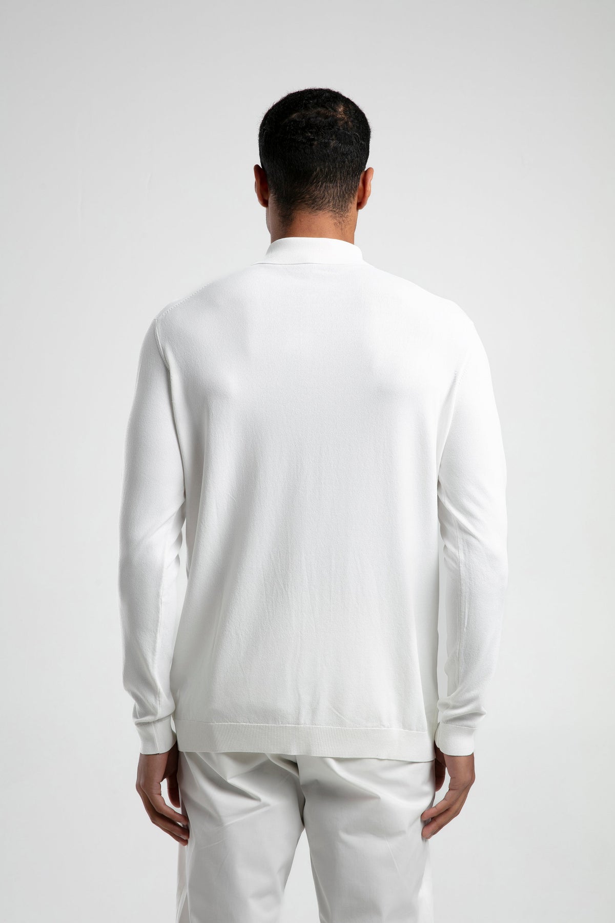 Long Sleeve Buttoned Knitted Polo
