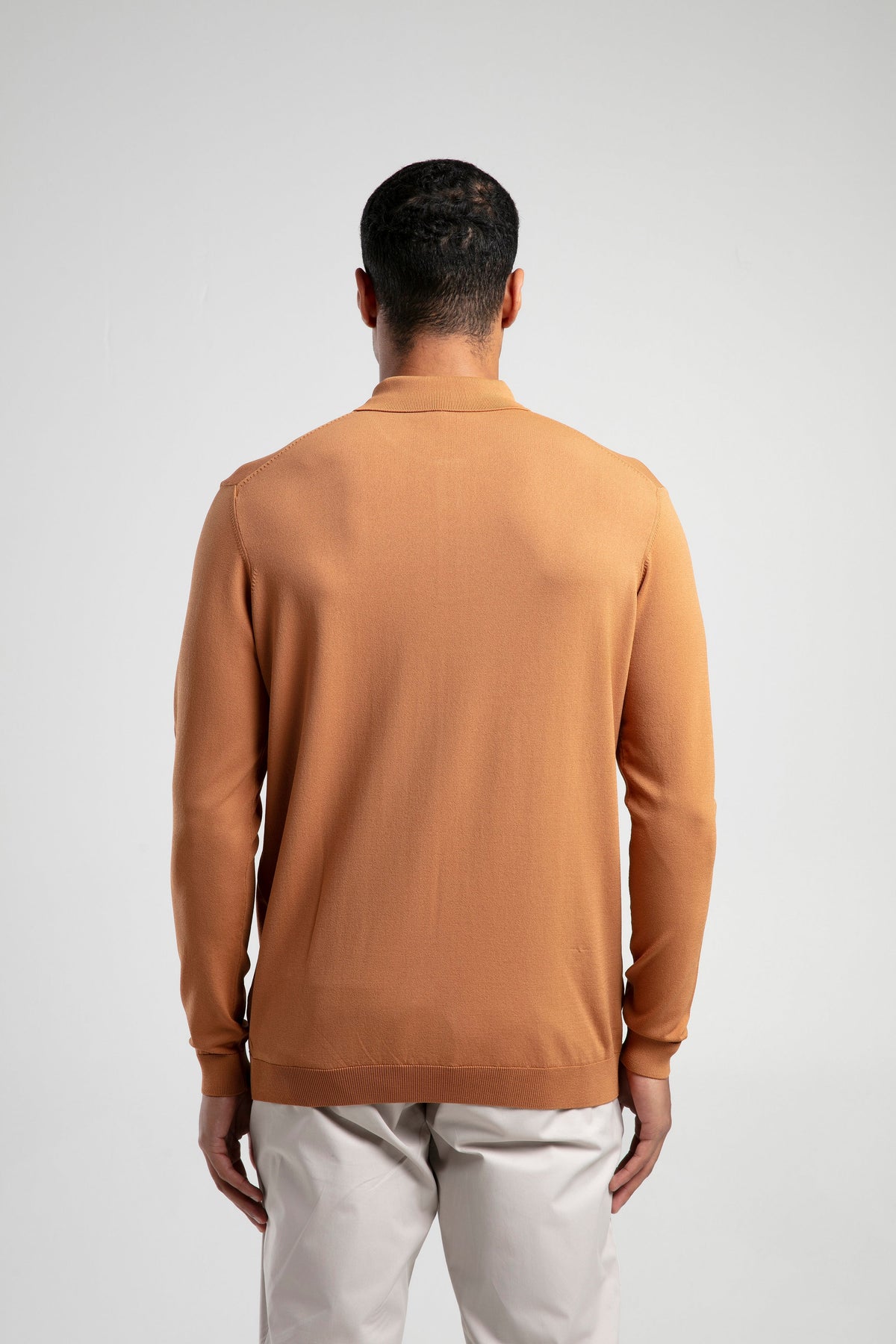 Long Sleeve Buttoned Knitted Polo