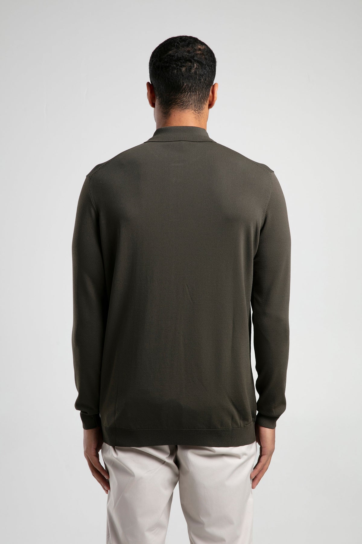 Long Sleeve Buttoned Knitted Polo