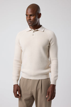 BUTTONED POLO COLLAR KNIT