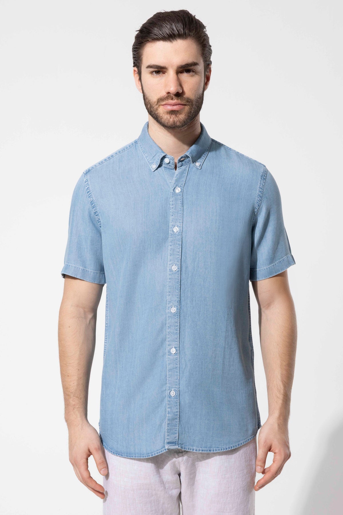 SHORT SLEEVE DENIM SHIRT