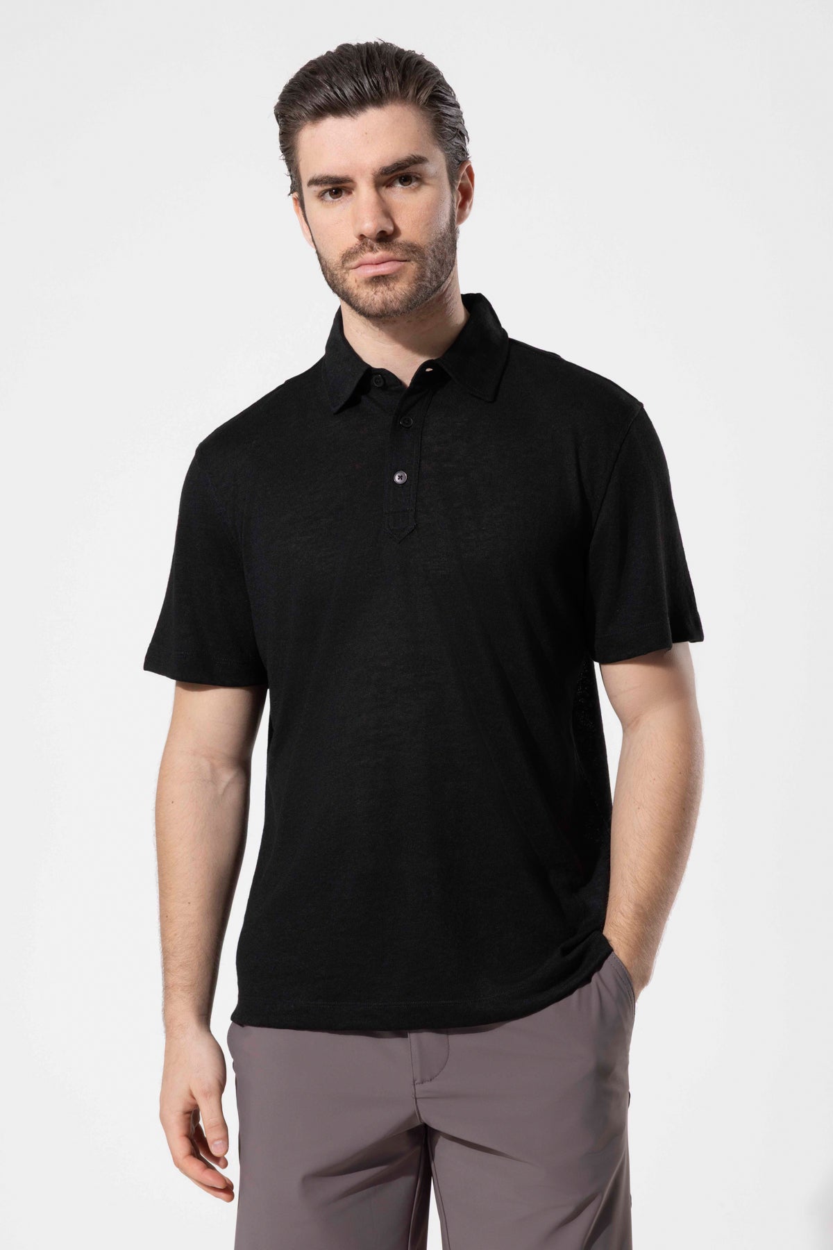 Textured Buttoned Polo