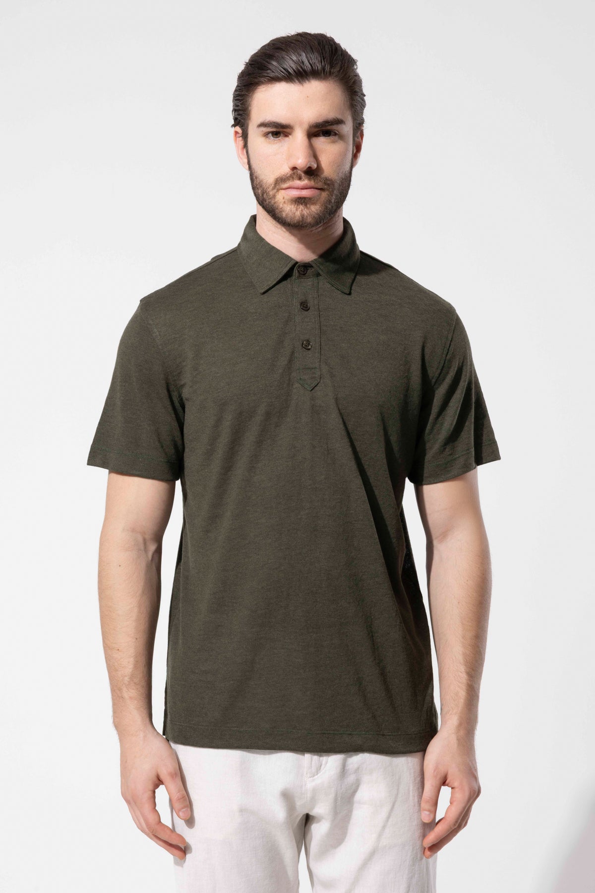 Textured Buttoned Polo