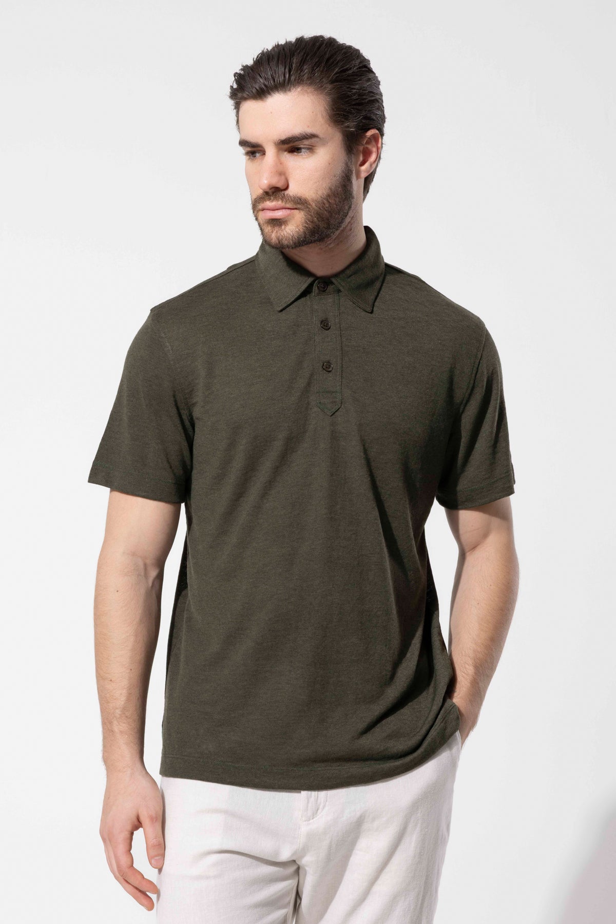 Textured Buttoned Polo