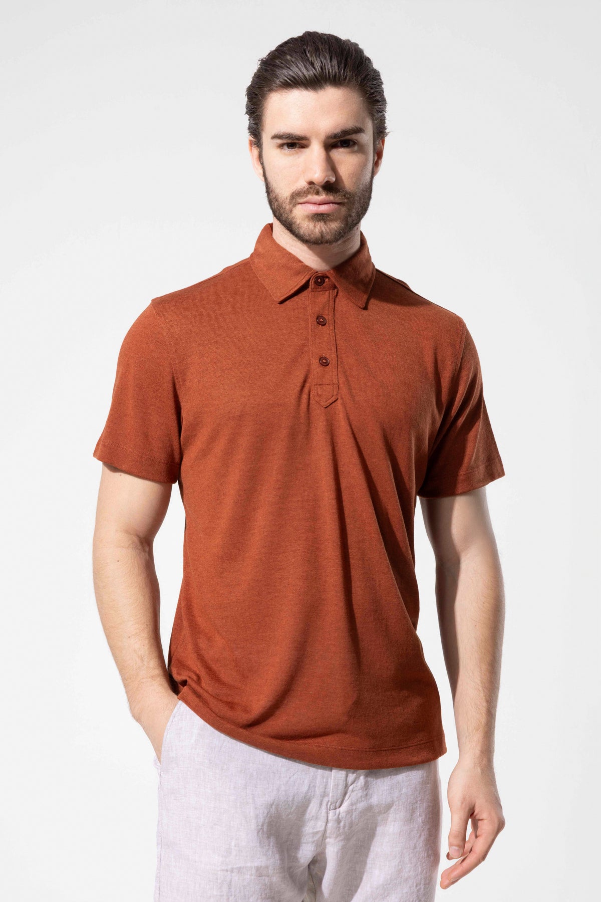 Textured Buttoned Polo