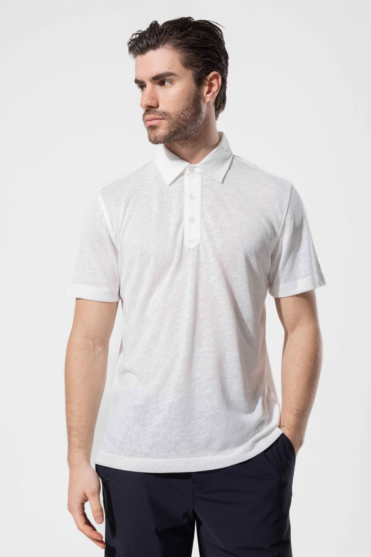 Textured Buttoned Polo