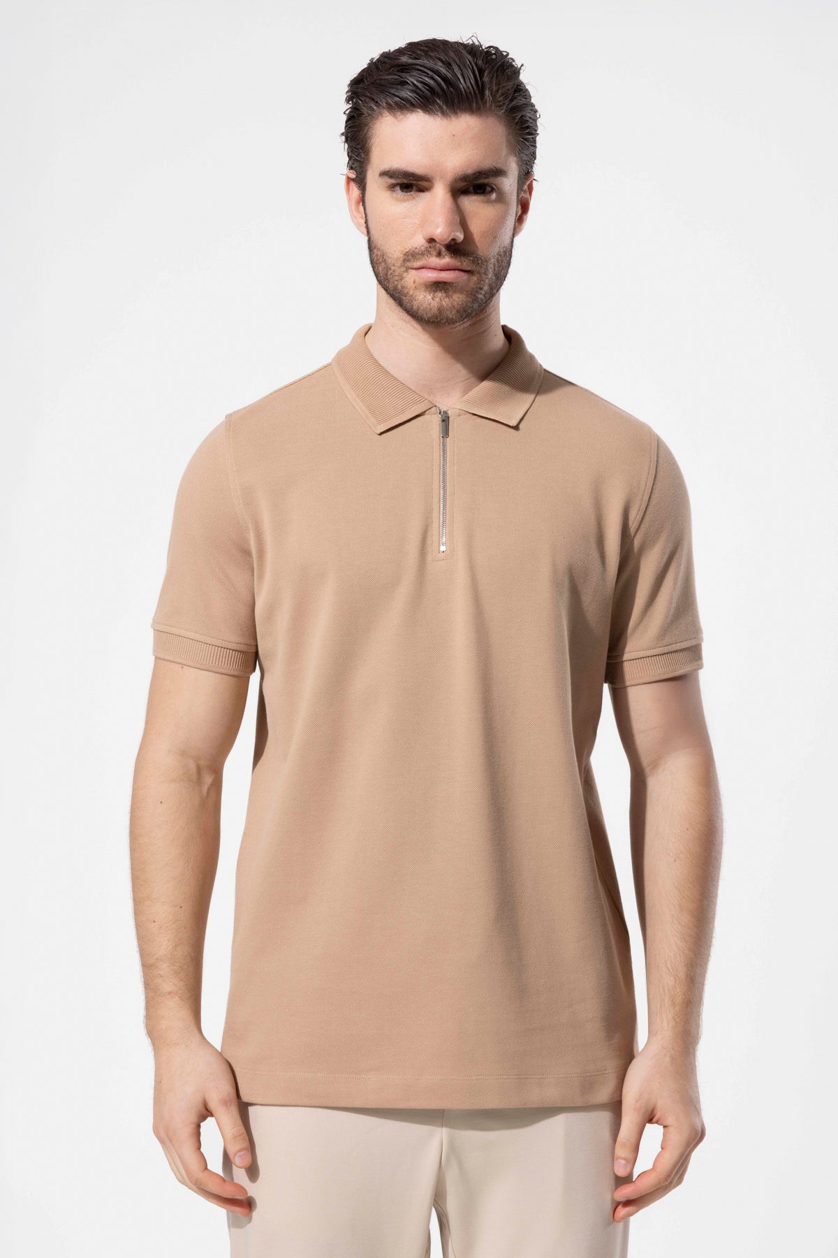 Zip-Neck Polo T-Shirt