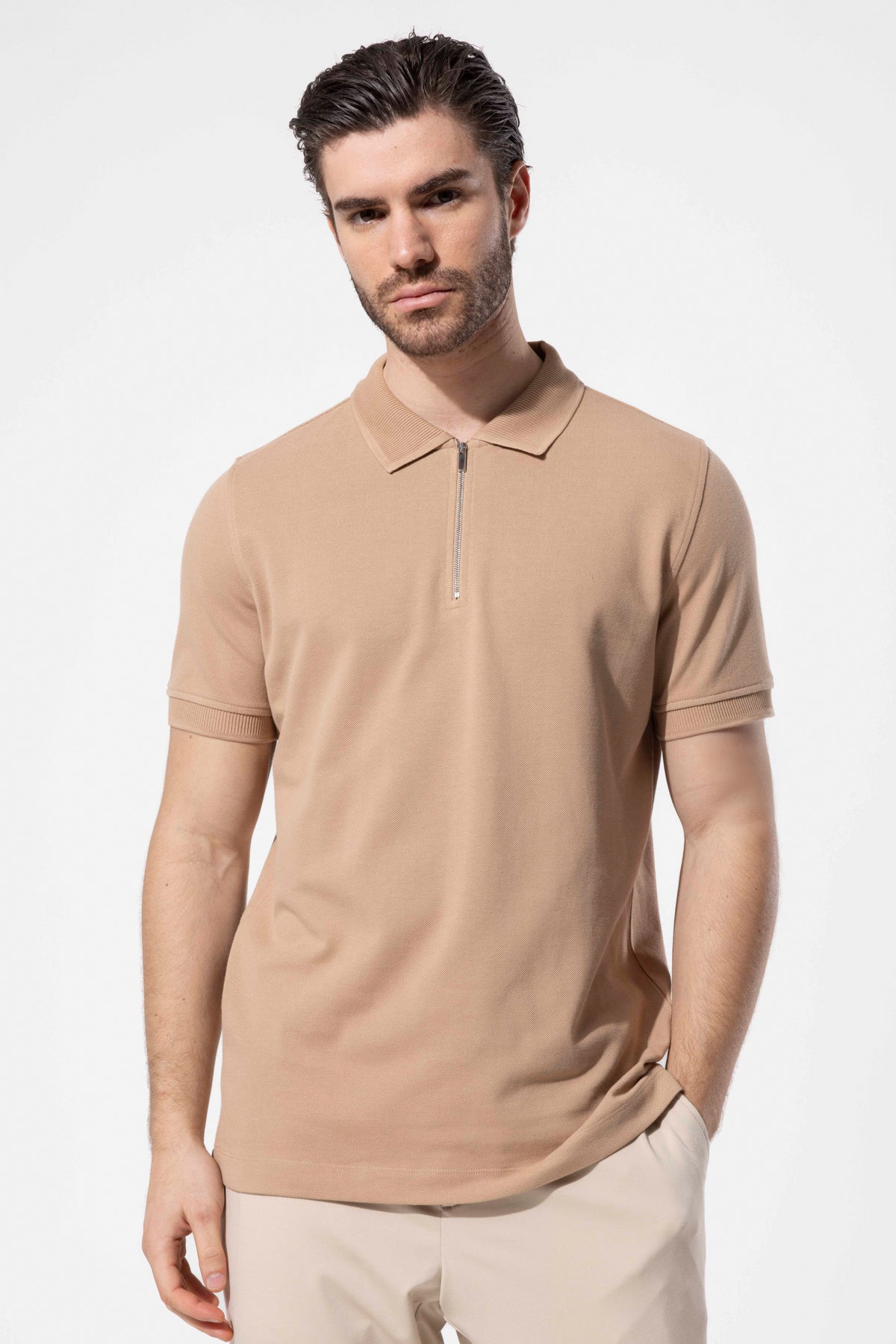 Zip-Neck Polo T-Shirt