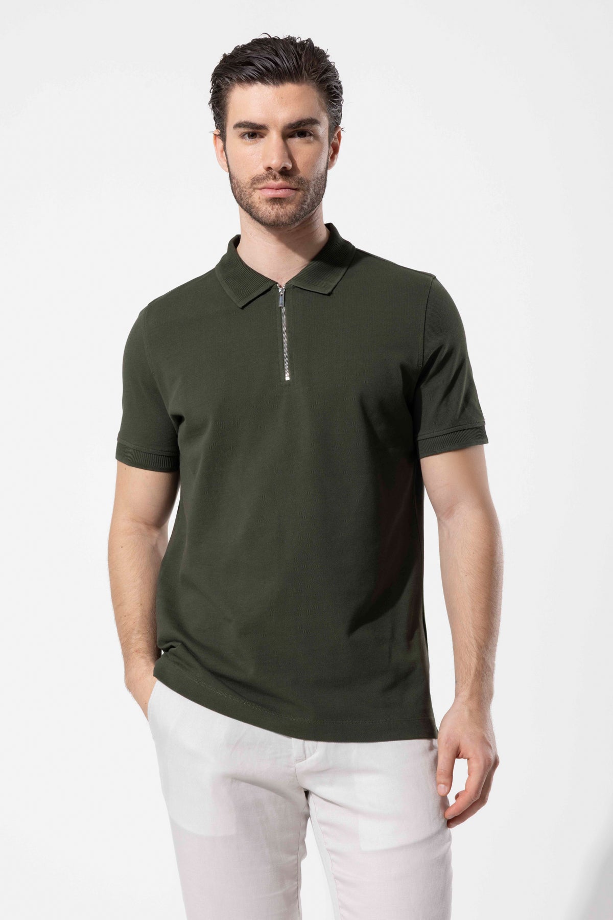 Zip-Neck Polo T-Shirt