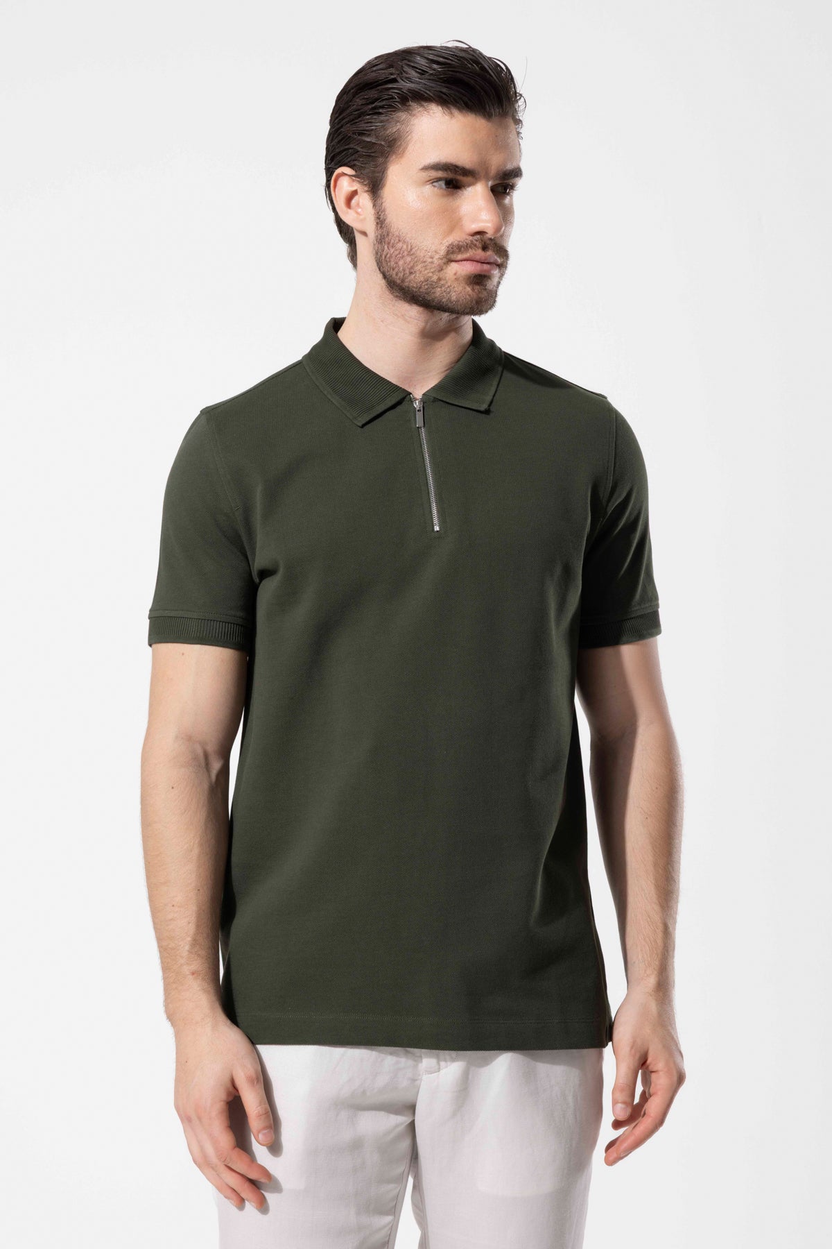 Zip-Neck Polo T-Shirt