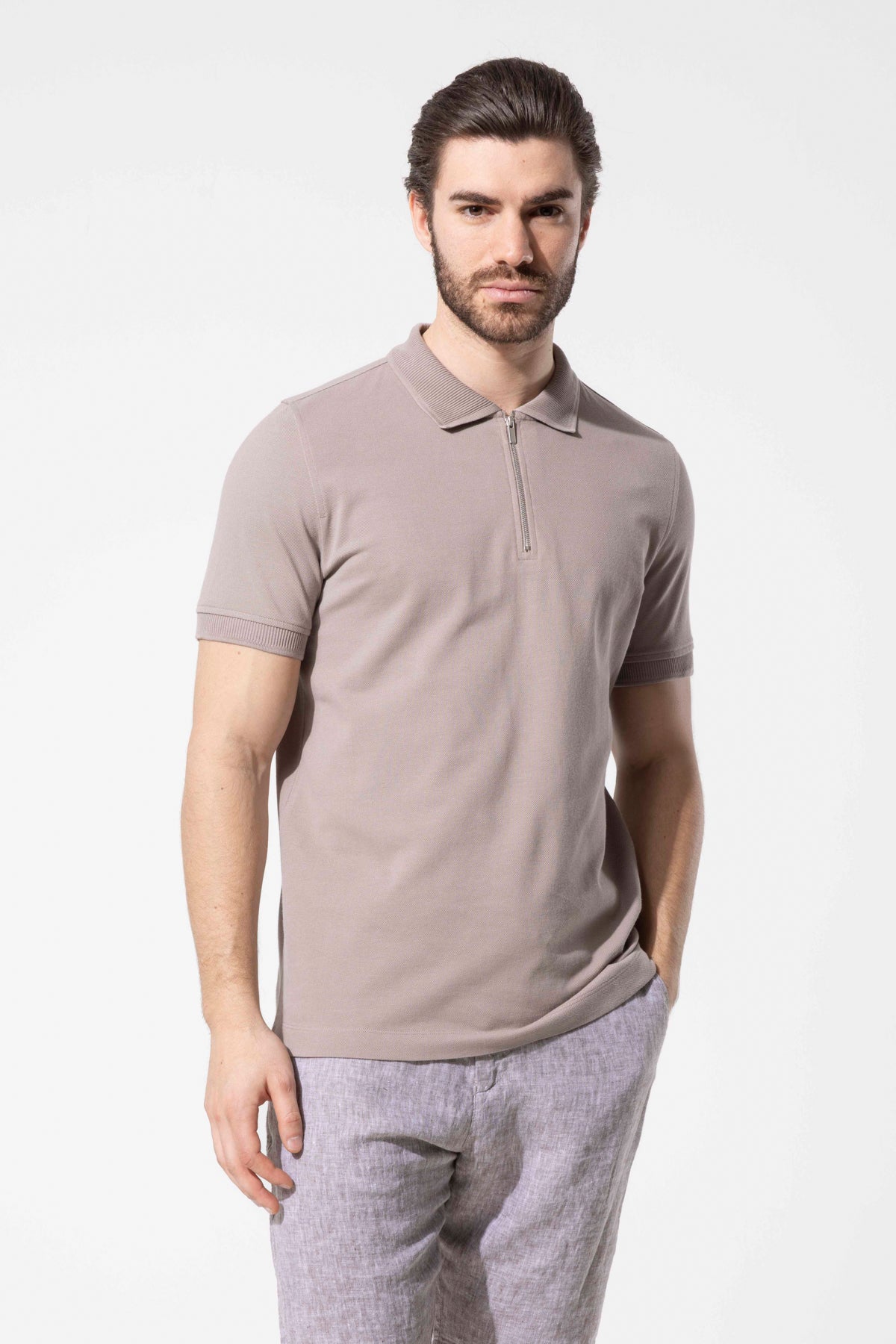 Zip-Neck Polo T-Shirt