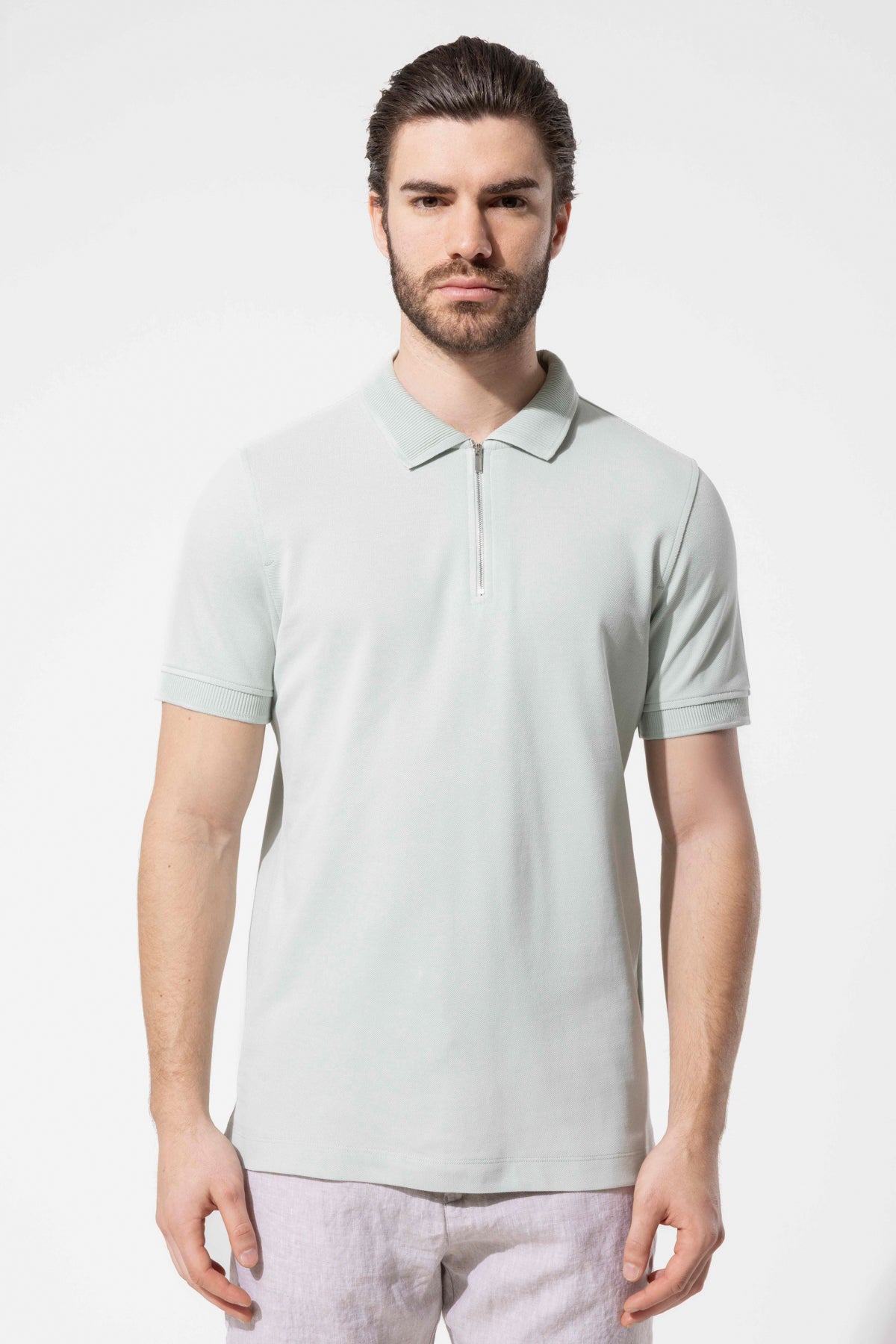 Zip-Neck Polo T-Shirt
