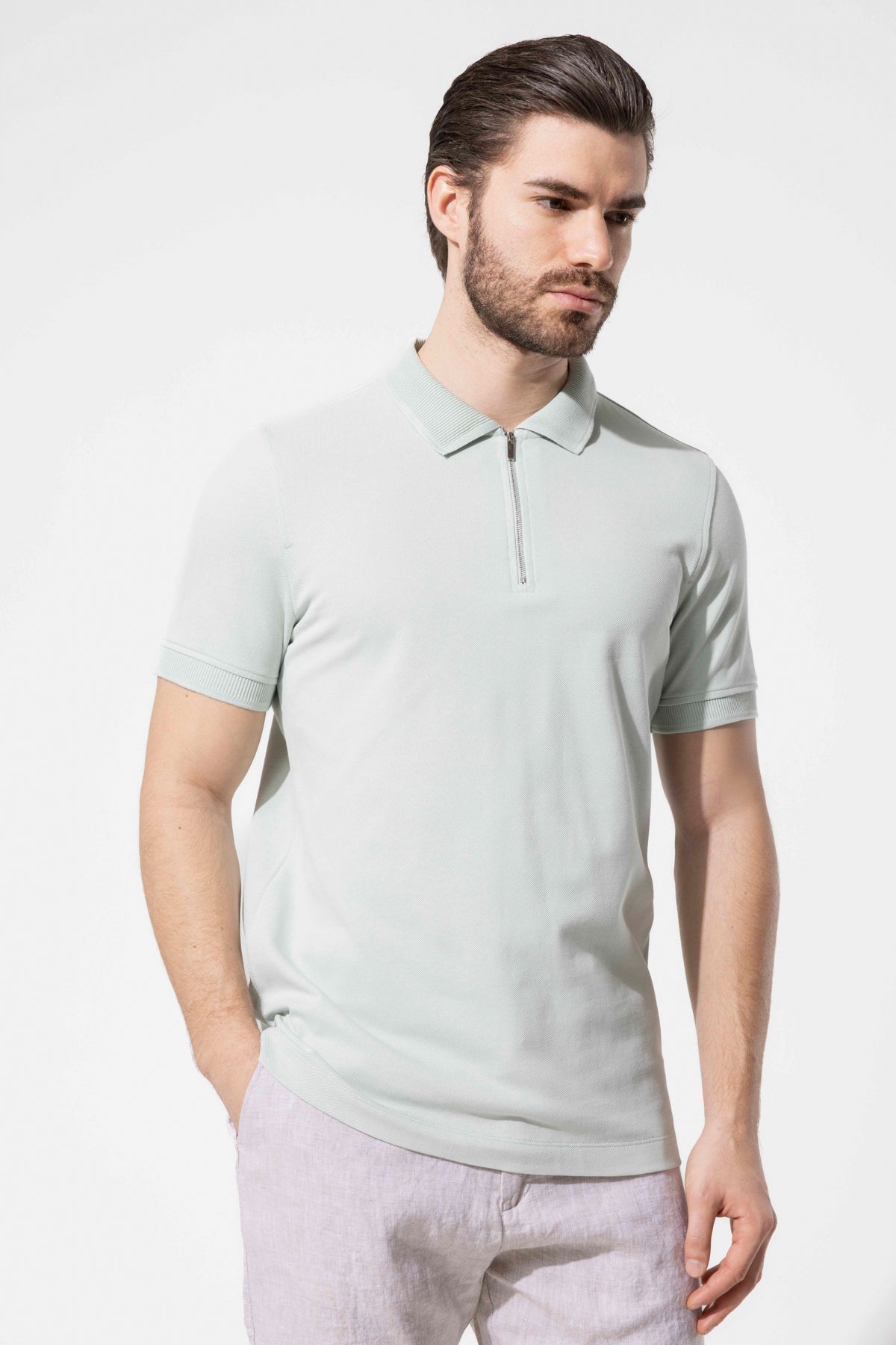 Zip-Neck Polo T-Shirt
