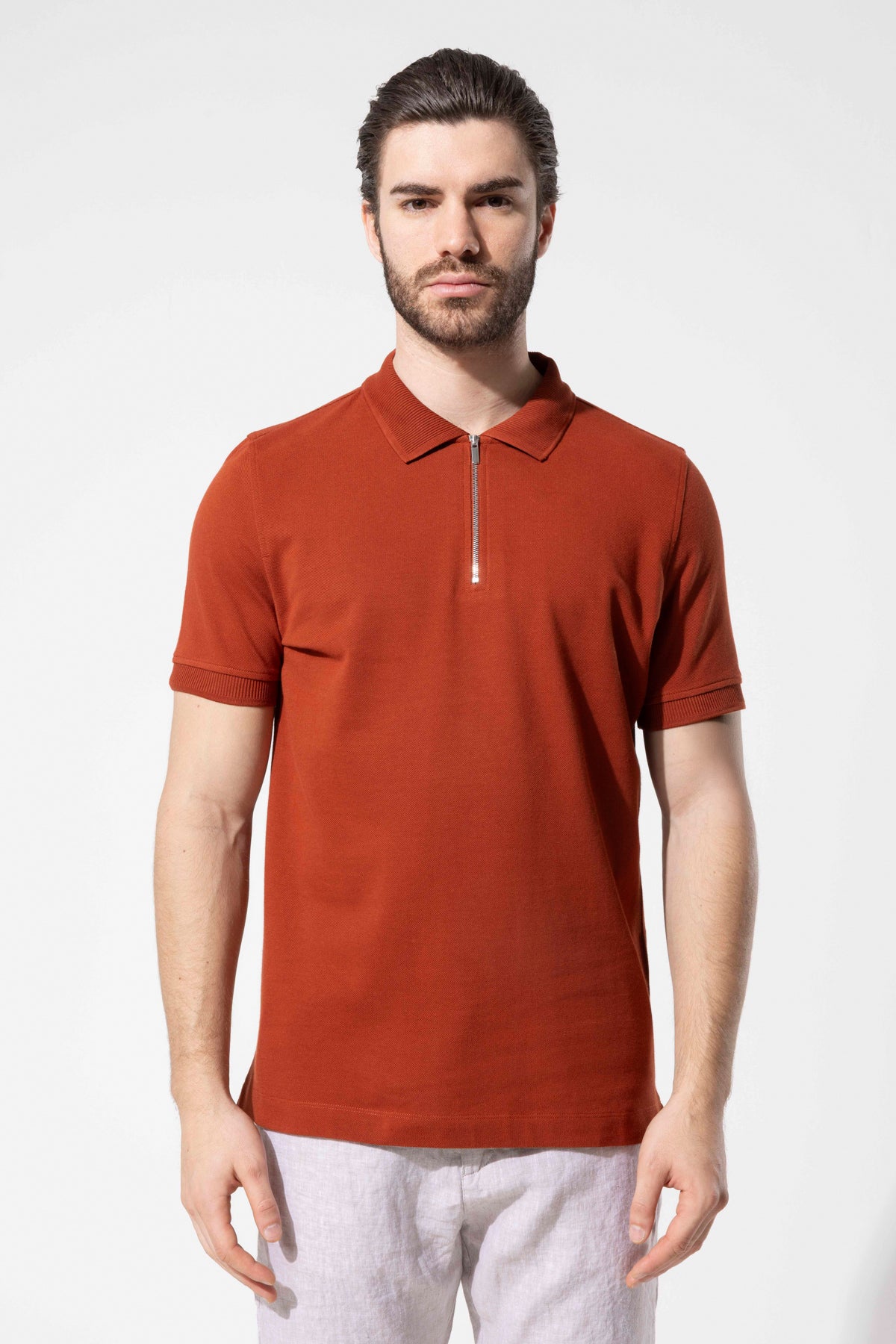Zip-Neck Polo T-Shirt