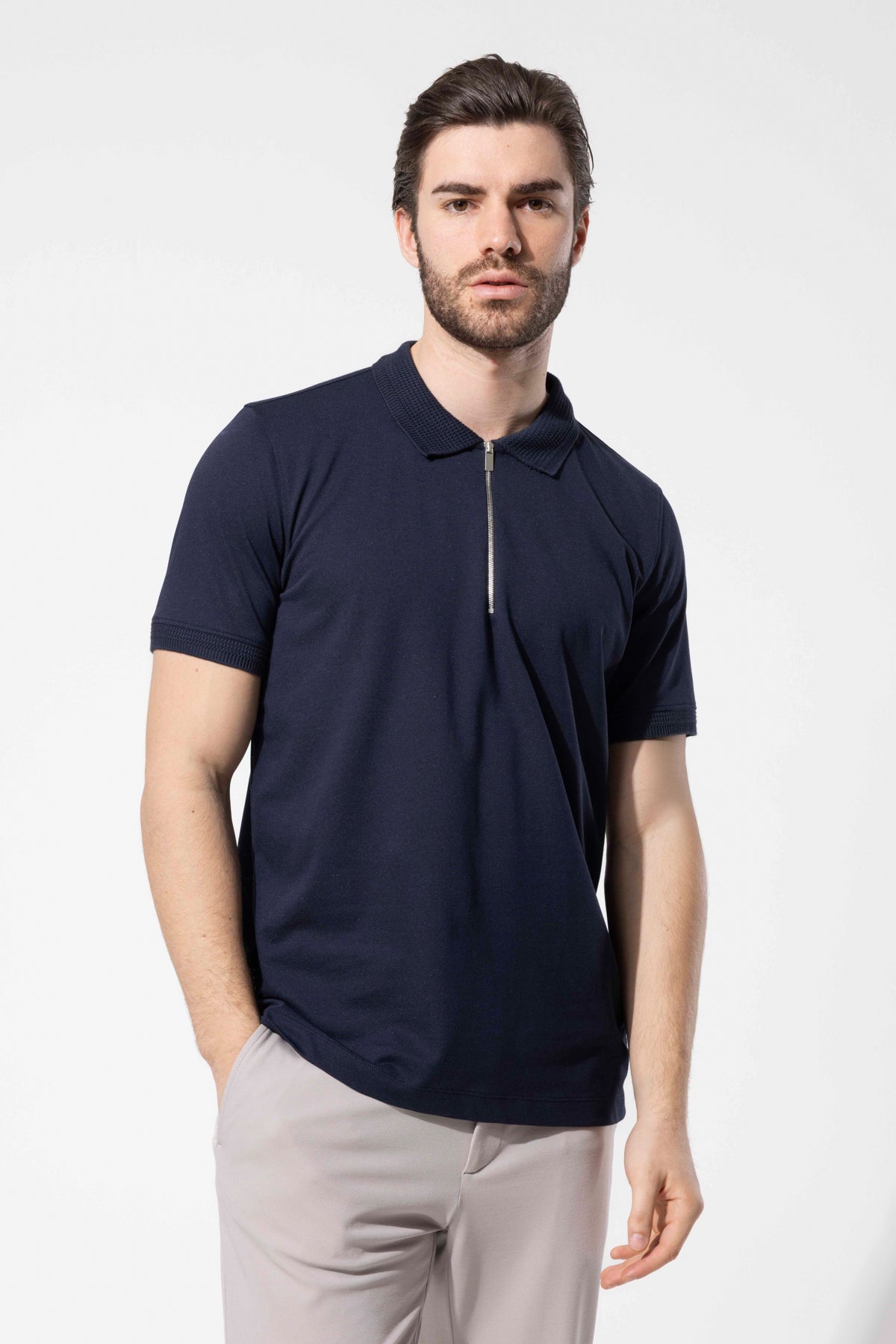 KNITTED COLLAR POLO
