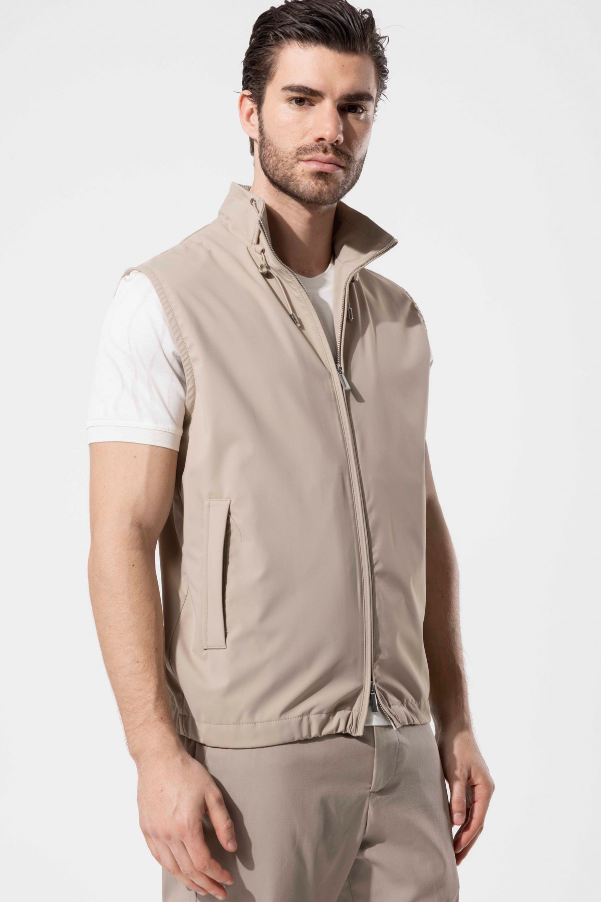 HIGH NECK ZIP GILET