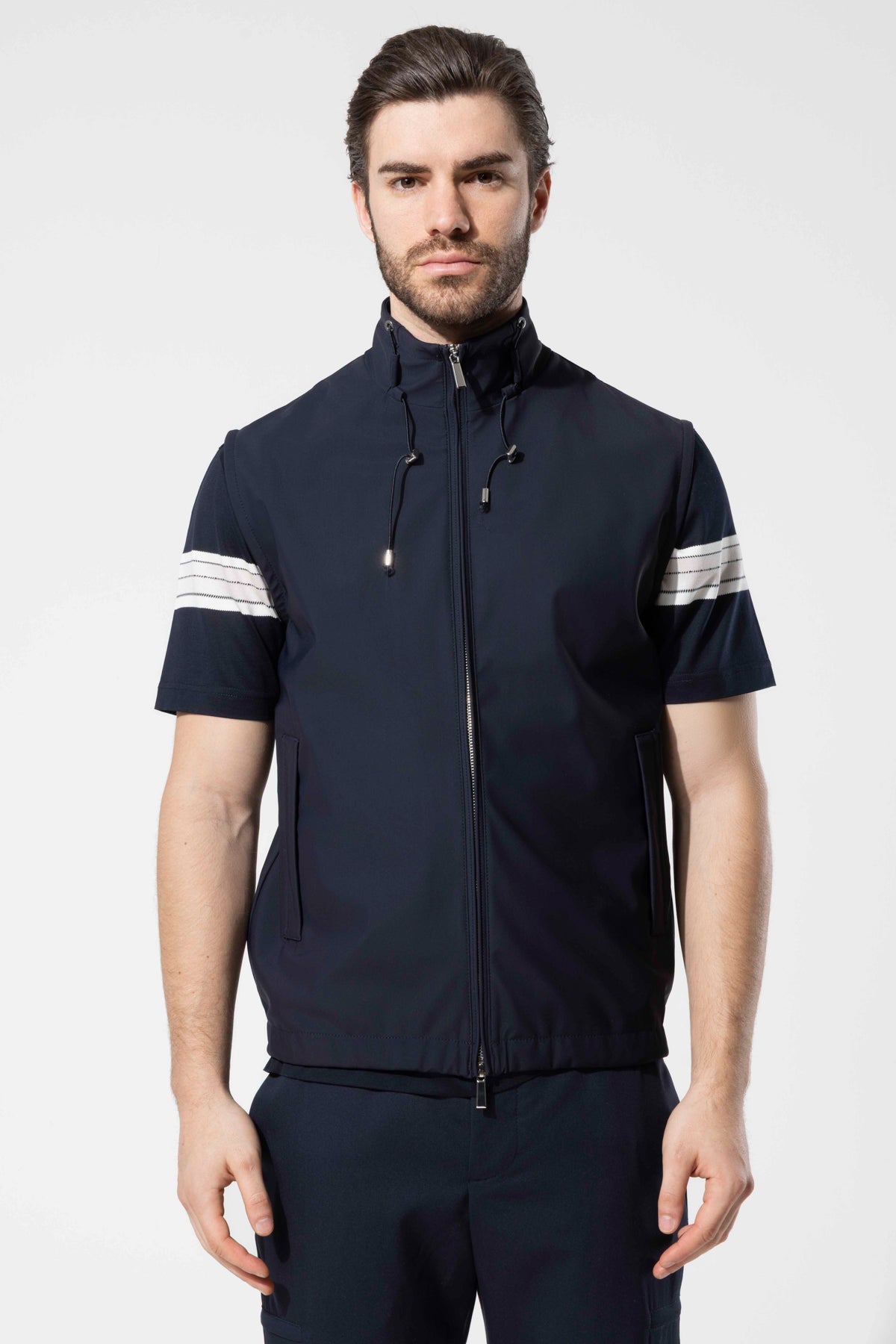 HIGH NECK ZIP GILET