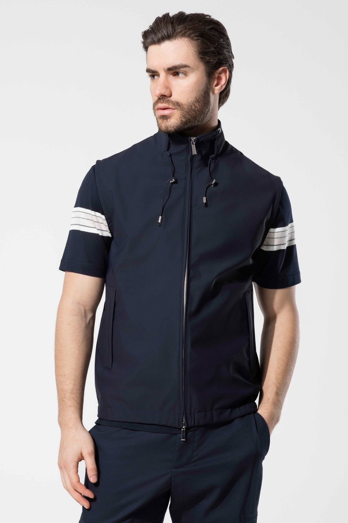 HIGH NECK ZIP GILET