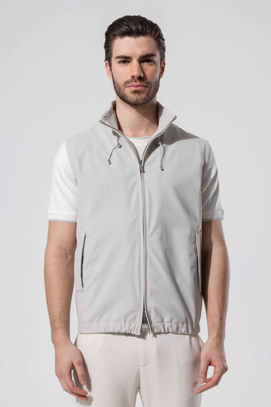 HIGH NECK ZIP GILET